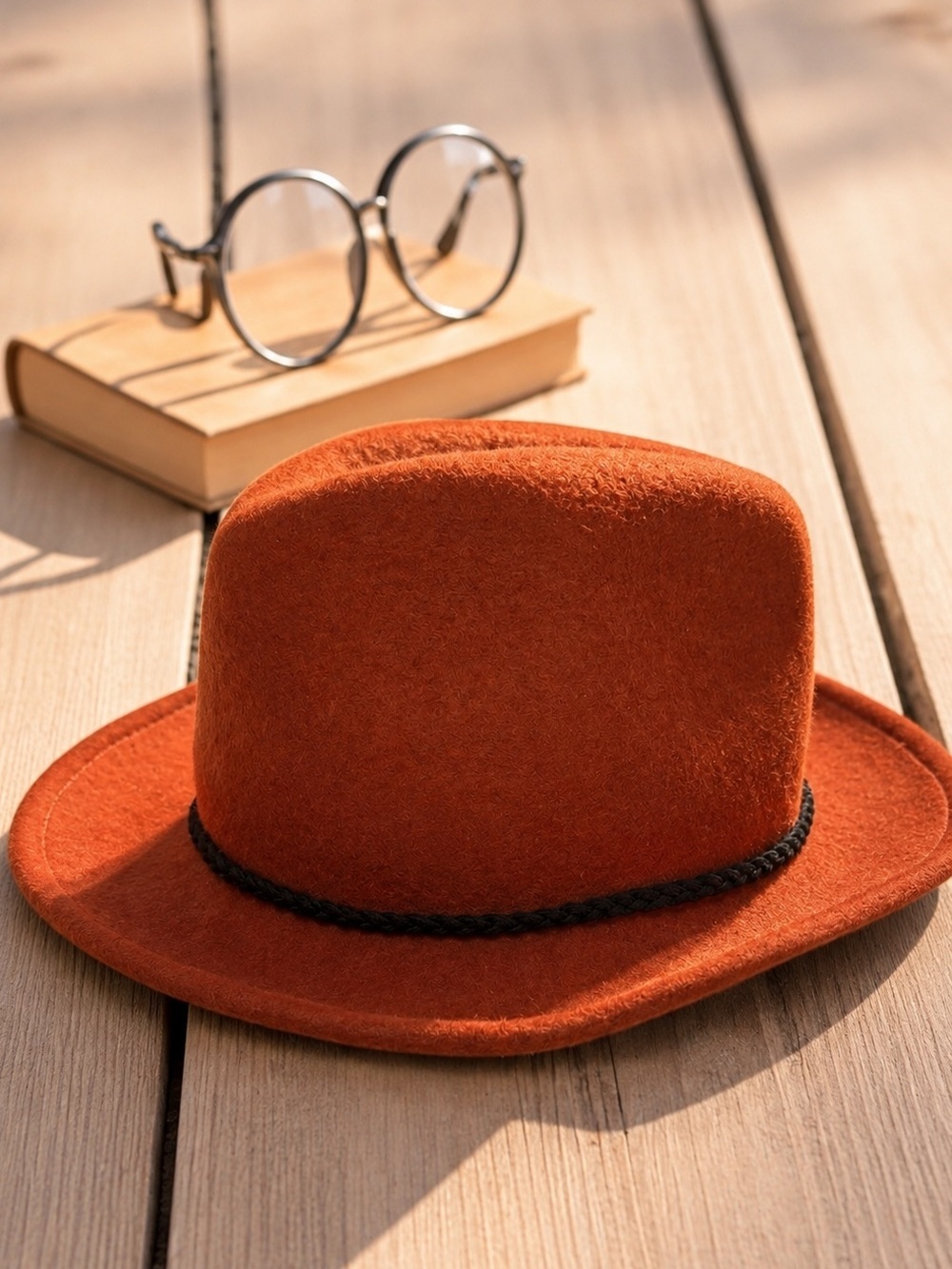 VTG Target Burnt Orange Wool Fedora Hat with Black Braided Band – Unisex